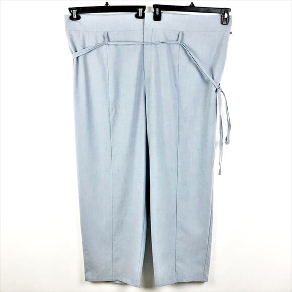 1.State Womens Tie Waist Pants 28W Light Blue Straight Leg NWOT - Picture 2 of 10